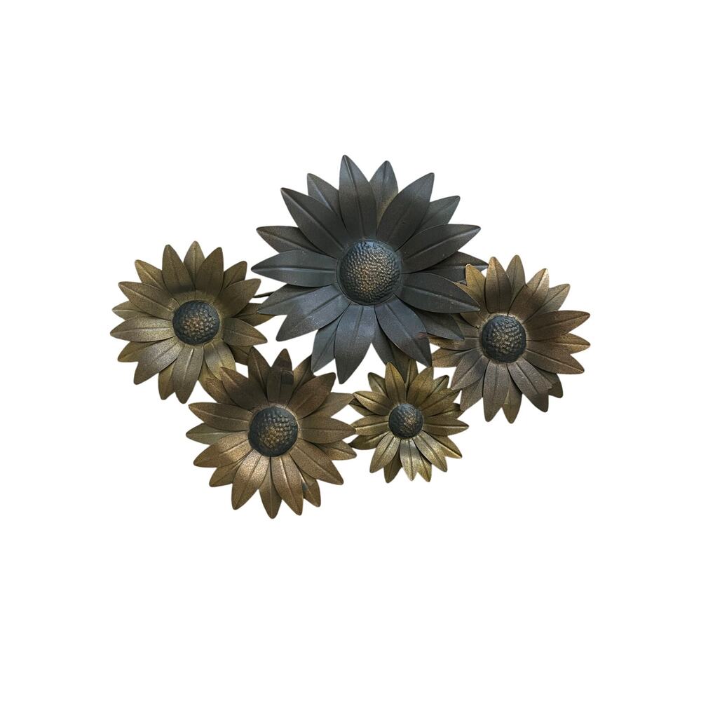Vintage New View Mid Century Sunflower Flower Metal Wall Hanging Decor Art